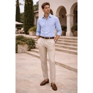 GITMAN BROS FOR JIM HERRON LTD Blue Dress Shirt 100% Cotton Classic Fit 16.5 33